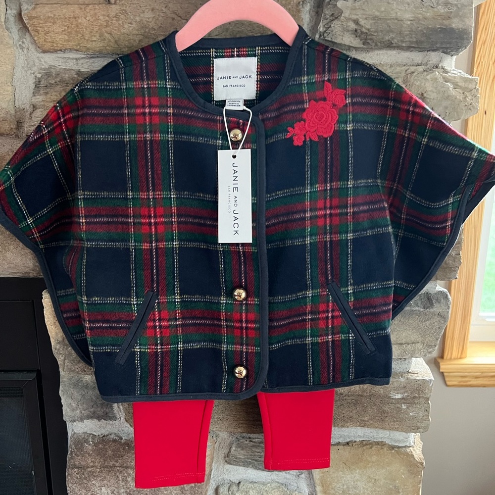 JANIE & JACK plaid cape set (6-12 months)